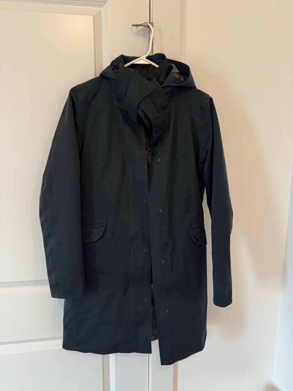 Patagonia Black Hooded Trench Coat